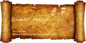Czakó Patrik névjegykártya